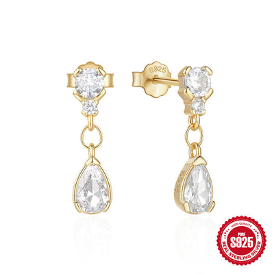 Temperament Entry Lux Diamond Water Drop Ear Studs