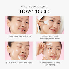 Medicube Collagen Overnight Wrapping Peel Off Facial Mask Pack - Elasticity & Hydration Care, Reduces Sagging & Dullness - Hydrolyzed Collagen For Glowing Skin - Korean Skin Care, 2.53 fl.oz - Emirate Market