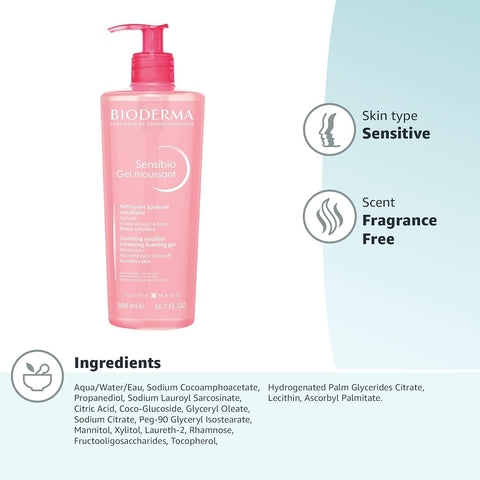 BioDerma Sensibio Soothing Micellar Cleansing Foaming Gel For Sensitive Skin, 500 ml - Emirate Market