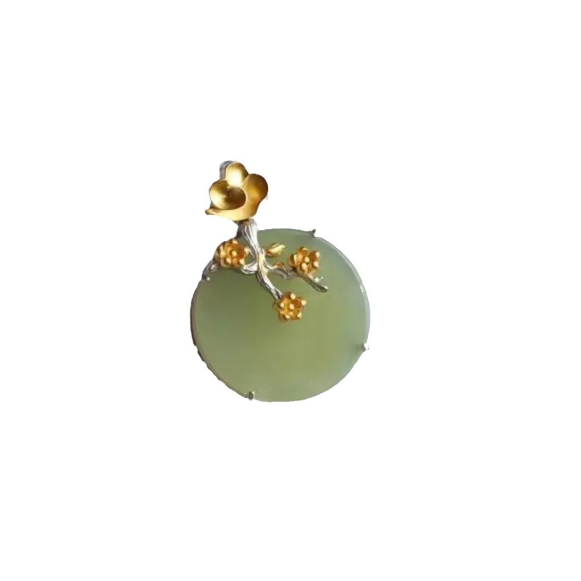 Sterling Silver Gold Plated Hotian Jade Pendant Necklace